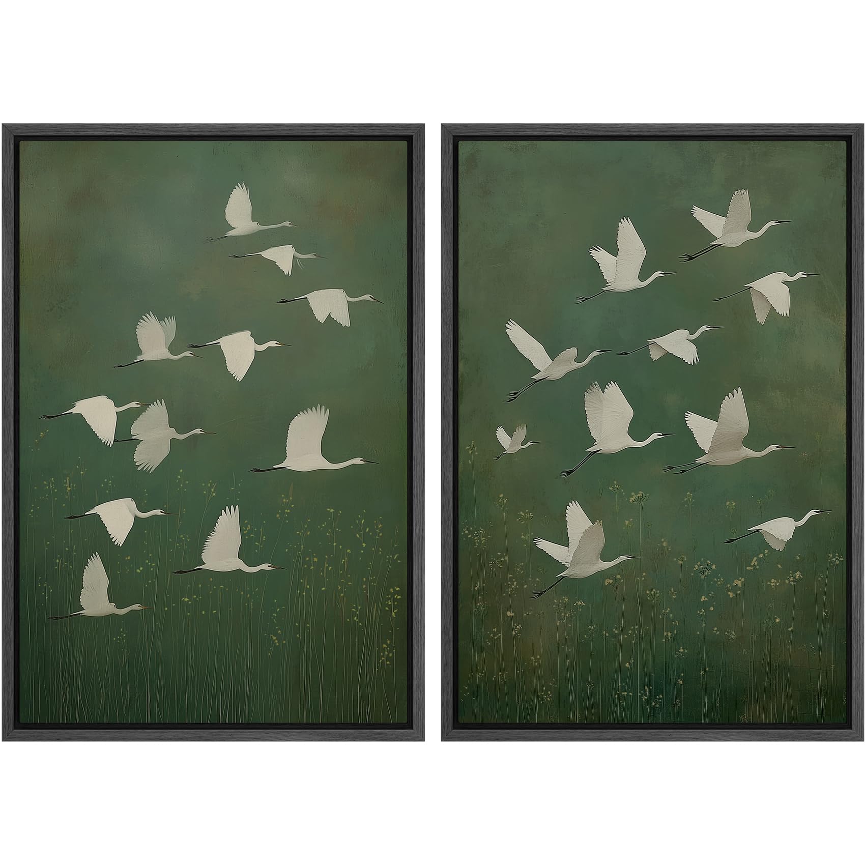 SIGNFORD Framed Canvas Print Wall Art Set Soft Hydrangea Pair Light Blue Florals with Green Leaves Illustration Modern Art Decorative Nordic Nature for Living Room, Bedroom, Office - 24"x36"x2 White — view 141