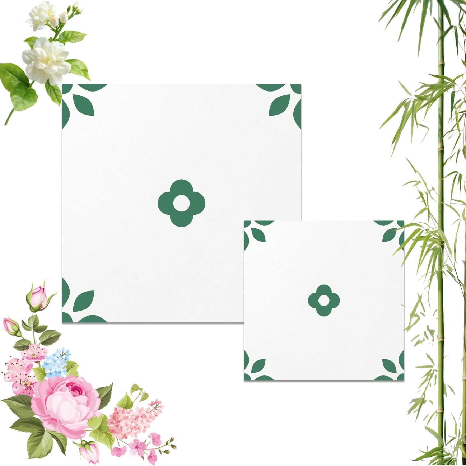Self-Adhesive Wood Pattern Floor Tiles, 20pcs-30x30cm Vintage Floral Self Adhesive Vinyl Tile, Waterproof Removable Wall Floor Decal for Bathroom Kitchen Bedroom (10pcs-20x20cm,PTS65)