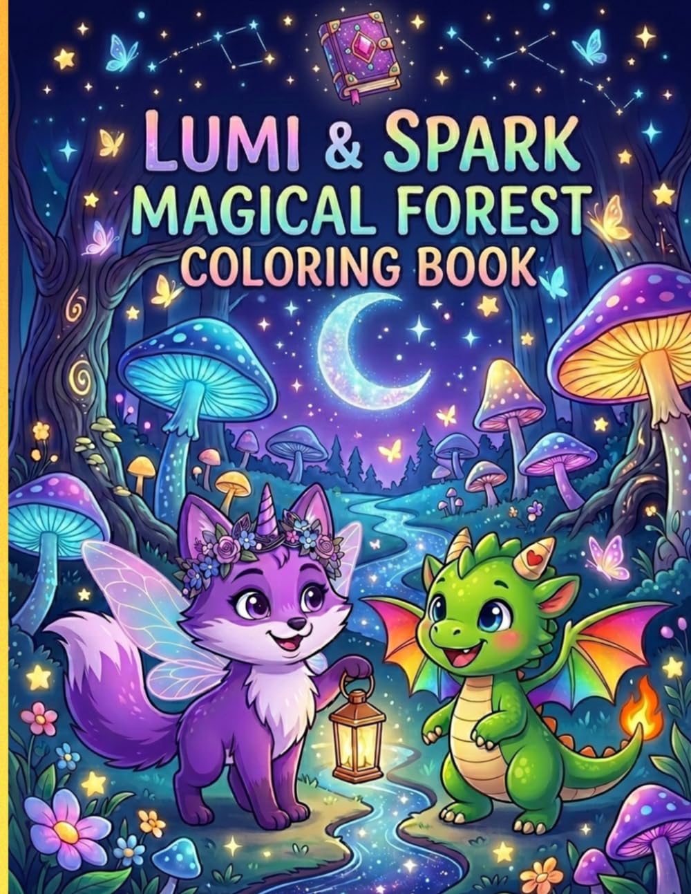 Lumi the Fairy Fox & Spark the Dragon Magical Forest Coloring Book: Cute & Easy Fantasy Coloring Pages for Kids Ages 3–7