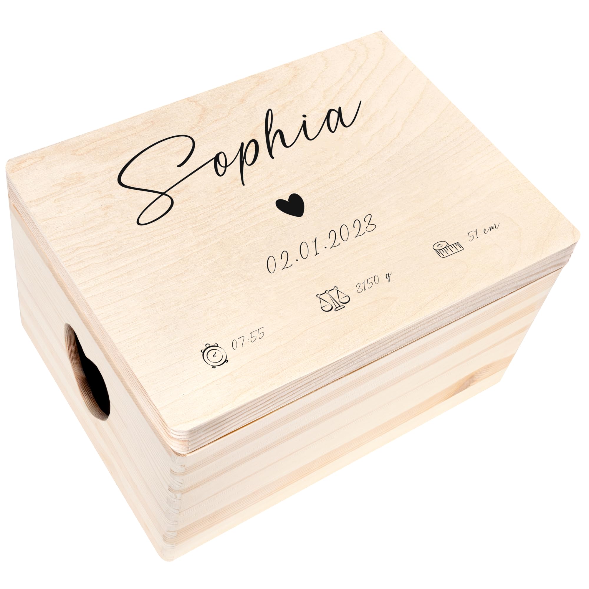 Creative Deco Scatola dei Ricordi in Legno con Cuore per Neonato