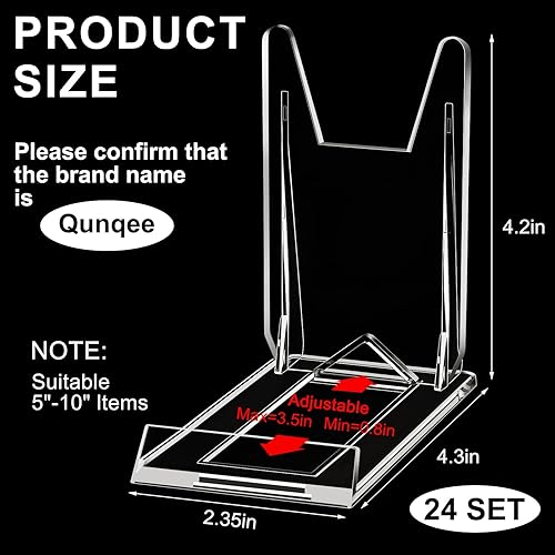 Miniatura 2 de Memorywuu Paquete de 24 soportes ajustables para bolsos, soporte de acrílico transparente para cartera, bolsos, bolsa de joyería, organizador para