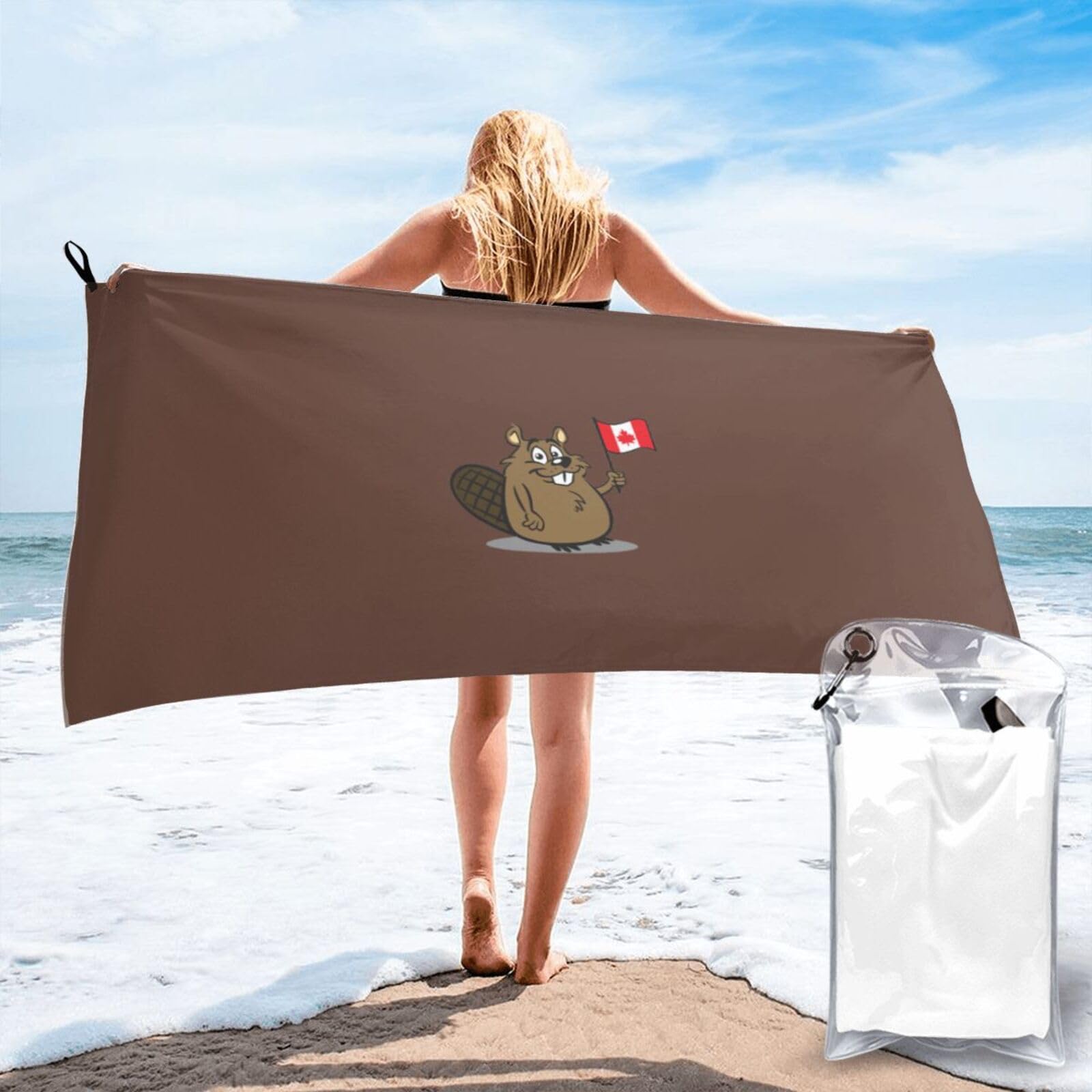 NImongt Beaver Print Adult Towel Travel Gym Beach Hiking Yoga Camping Lightweight Quick Dry Versatile