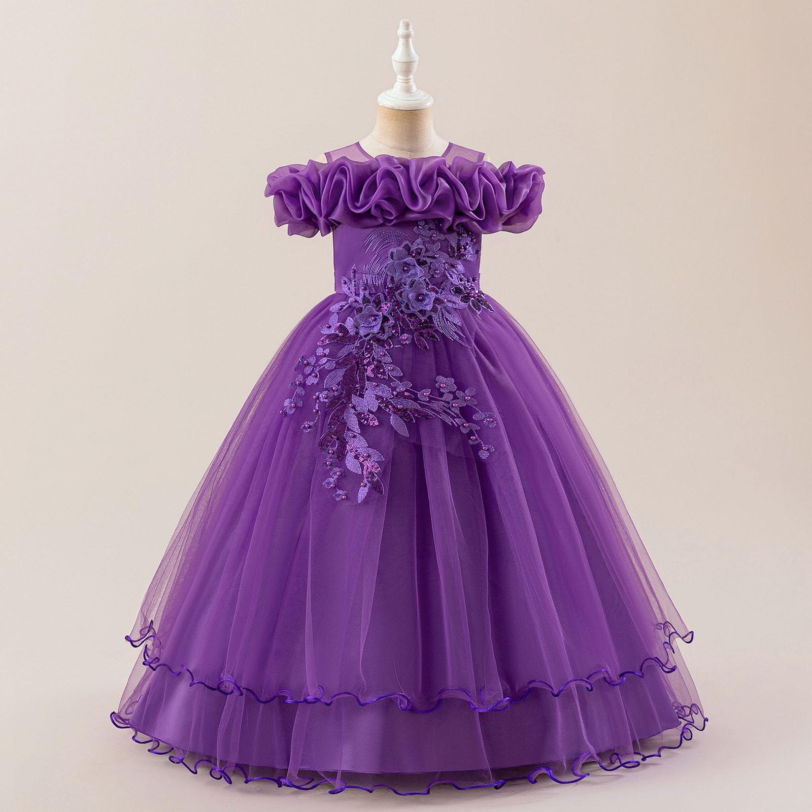 Vestido Elegante niña 7-12 años Hombros Descubiertos tutú, Boda Fiesta Informal