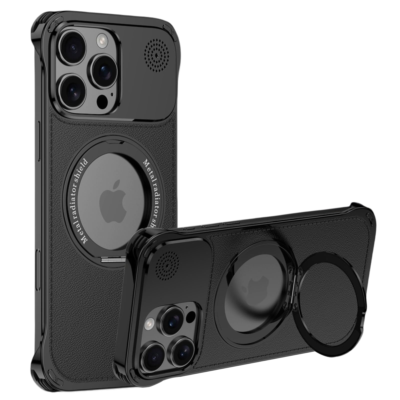 Coque aromathérapie iPhone 16 Pro Max noire rotative 360 - 8