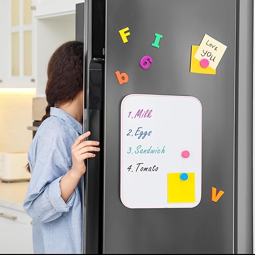 Vista 6 de VUSIGN Small Dry Erase White Board, 8.5 x 11 Inches Mini Whiteboard, Magnetic Board for Wall, Fridge, Locker, Kids, Students, Pink Plateado (sliver)