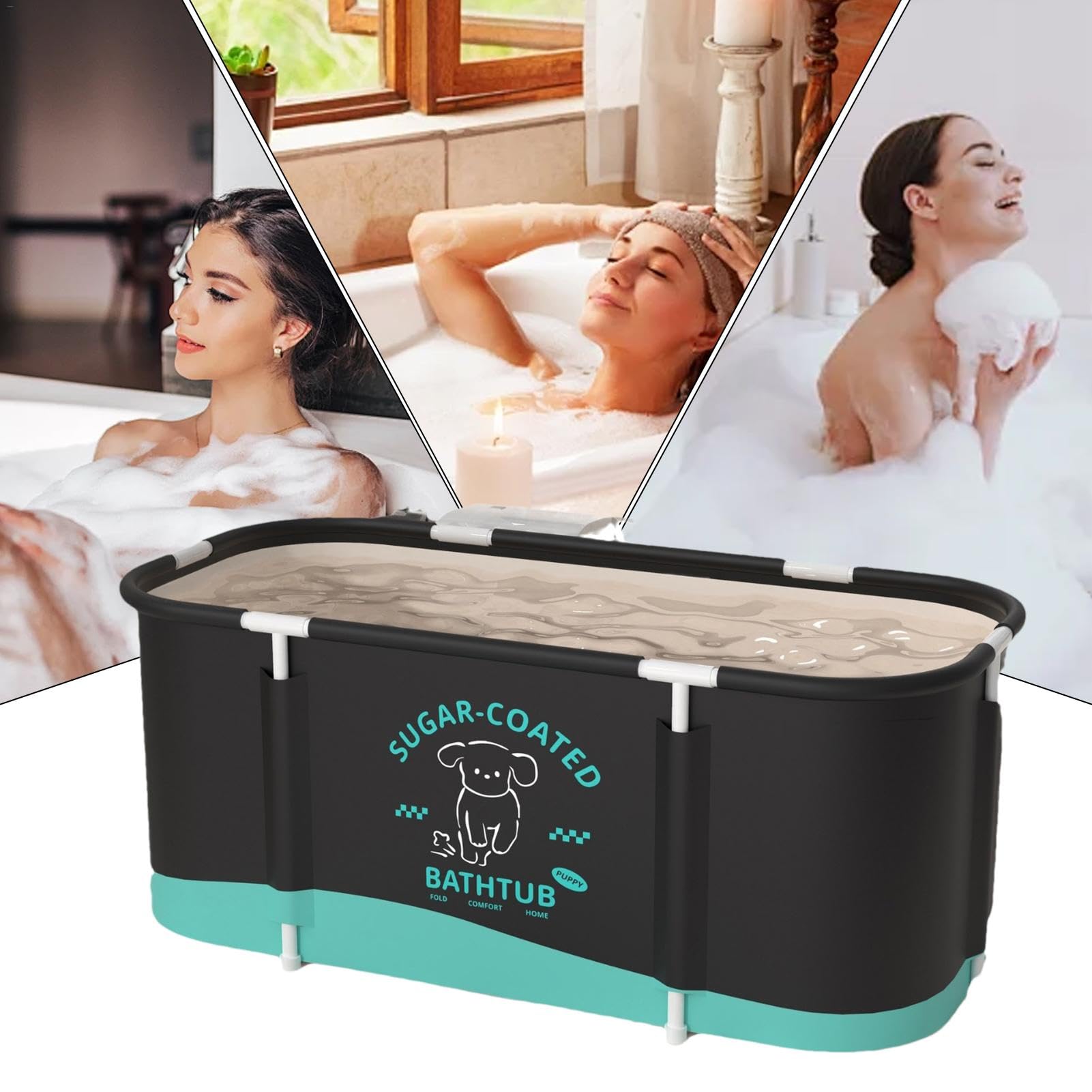 Vasca da Bagno Portatile e Pieghevole Per Adulti - SPA 110 x 60 x 50 cm Con Sistema di Controllo Temperatura Fredda e Calda Per Interni
