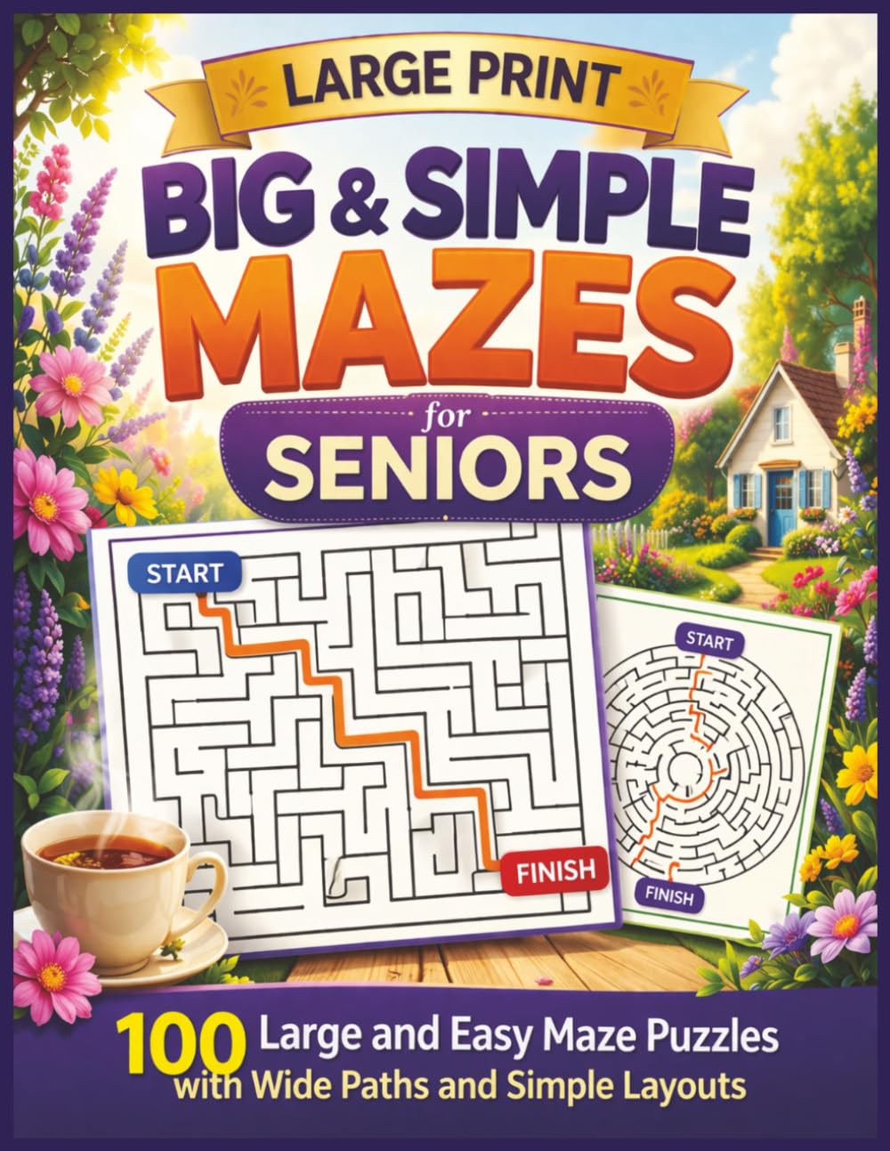 Large Print Big and Simple Mazes for Seniors: 100 Easy Maze Puzzles with Wide Clear Paths and Solutions | Includes Rectangular and Circular Mazes | ... for Adults and Seniors (Senior Puzzle Series)