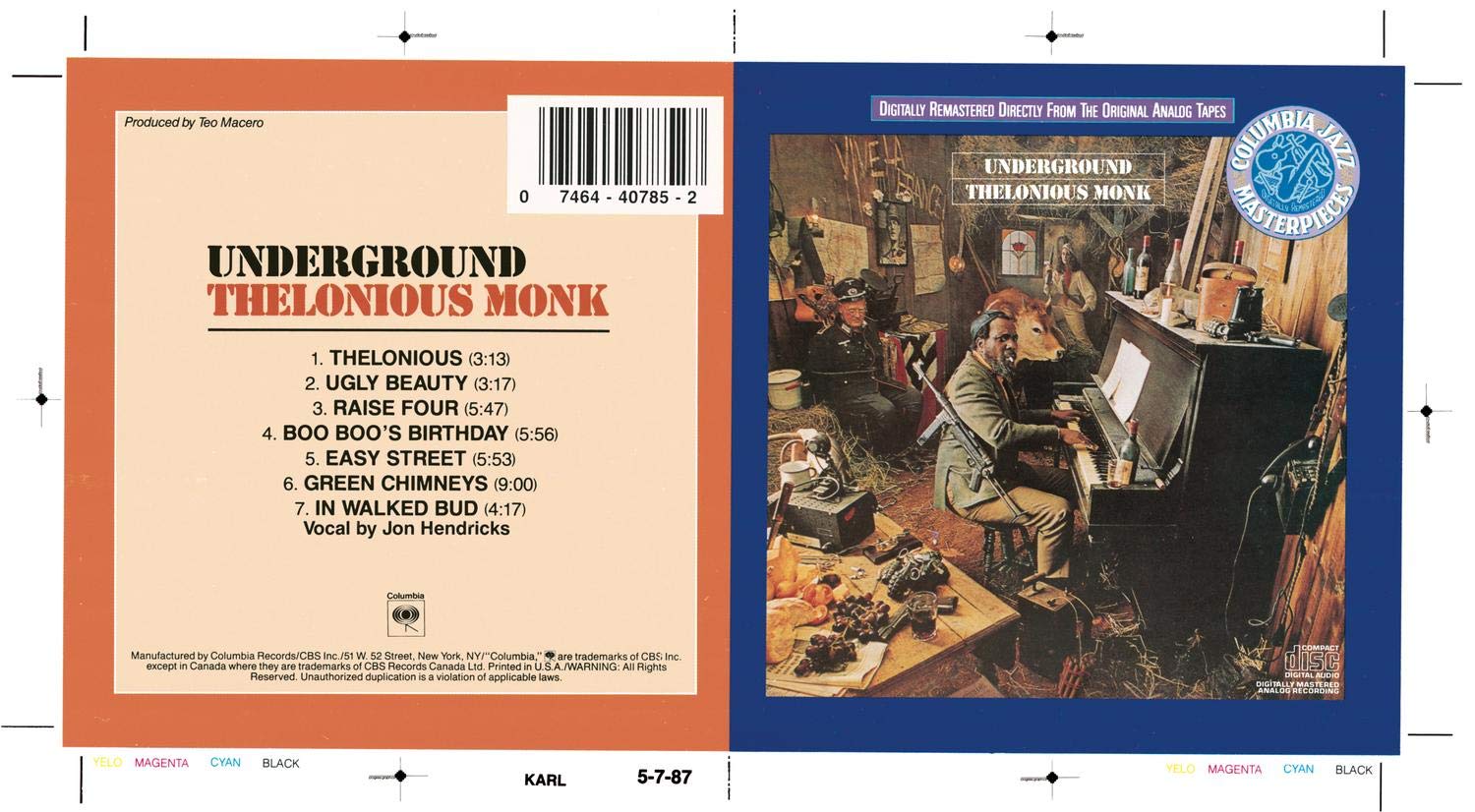 Monk Underground [Audio CD] Monk, Thelonious
