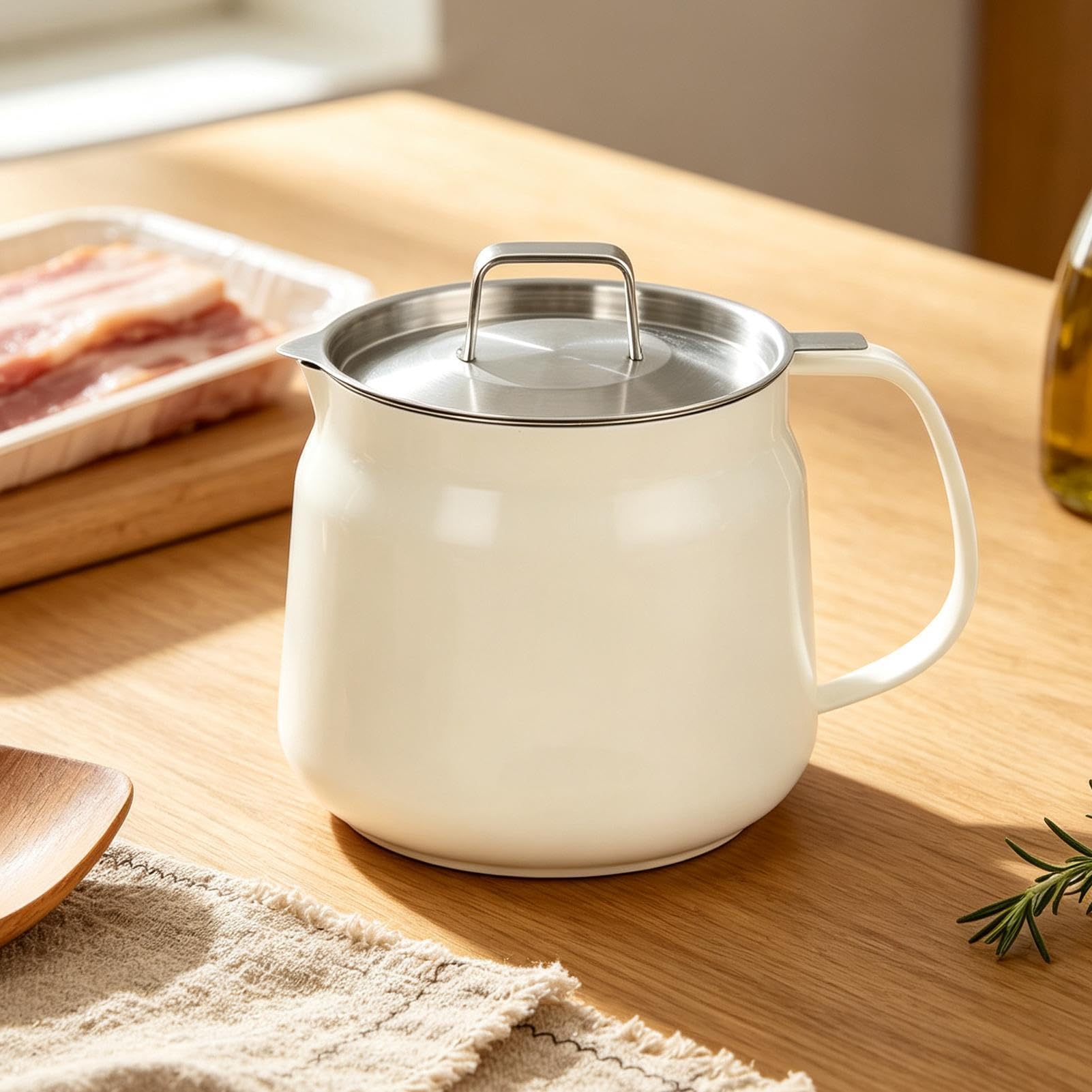 Vaso Per Grasso Da Cucina Barattolo Filtro Riutilizzabile 1,8 L Con