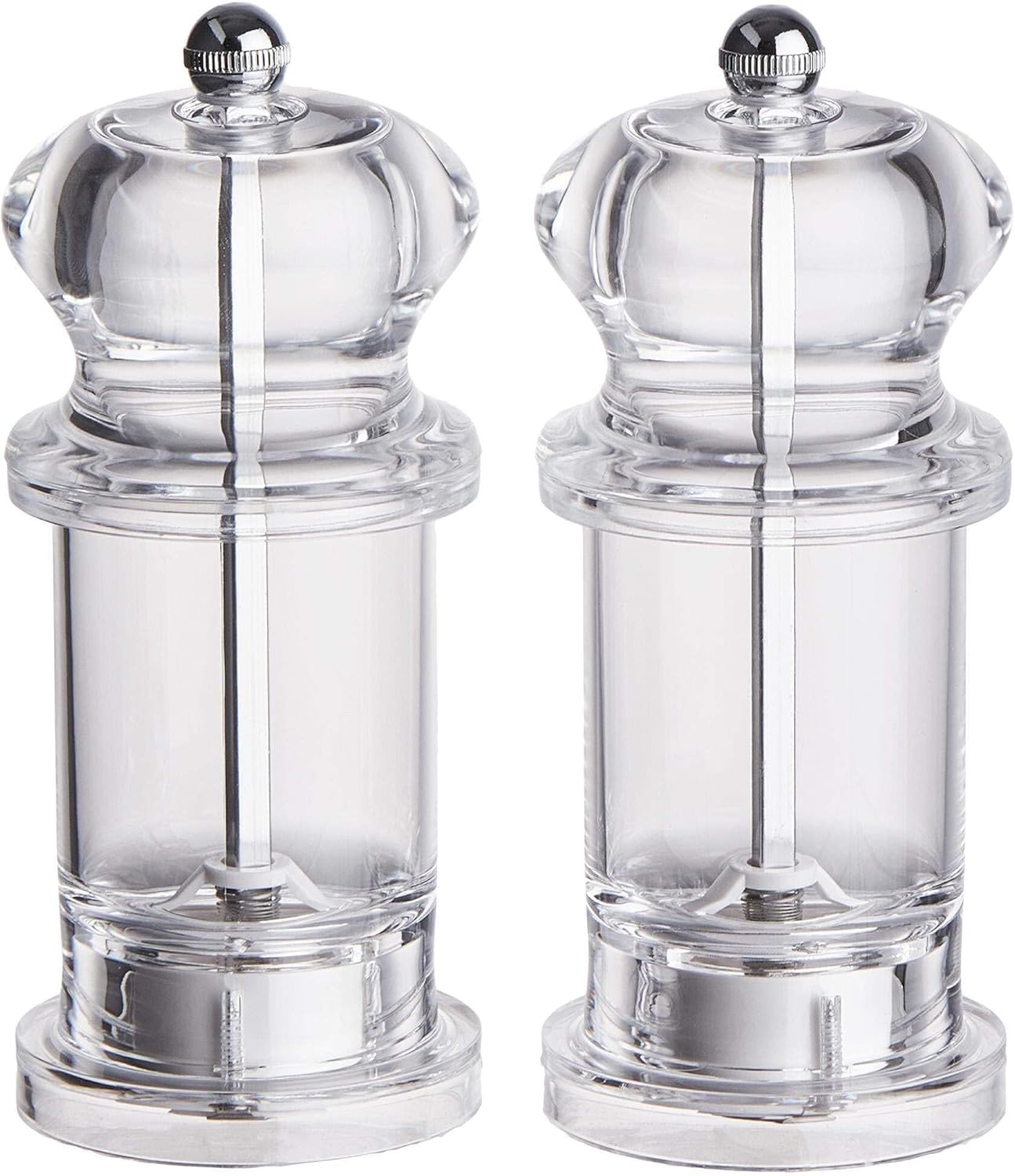 BUTLERS Spice Shuttle Salt and Pepper Mill Set, Pepper Shakers, Acrylic Salt Shakers, Spice Dispenser, Transparent