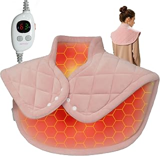 GOTCOZY Heating Pad 22"x23" for Back Pain Relief & Cramps(Rose Pink) | 6 Heat Levels,1-3 Hours Auto Shut-Off,Electric Heated Pad for Neck & Shoulder,Weighted Design,Fast Heating,Ideal Gifts