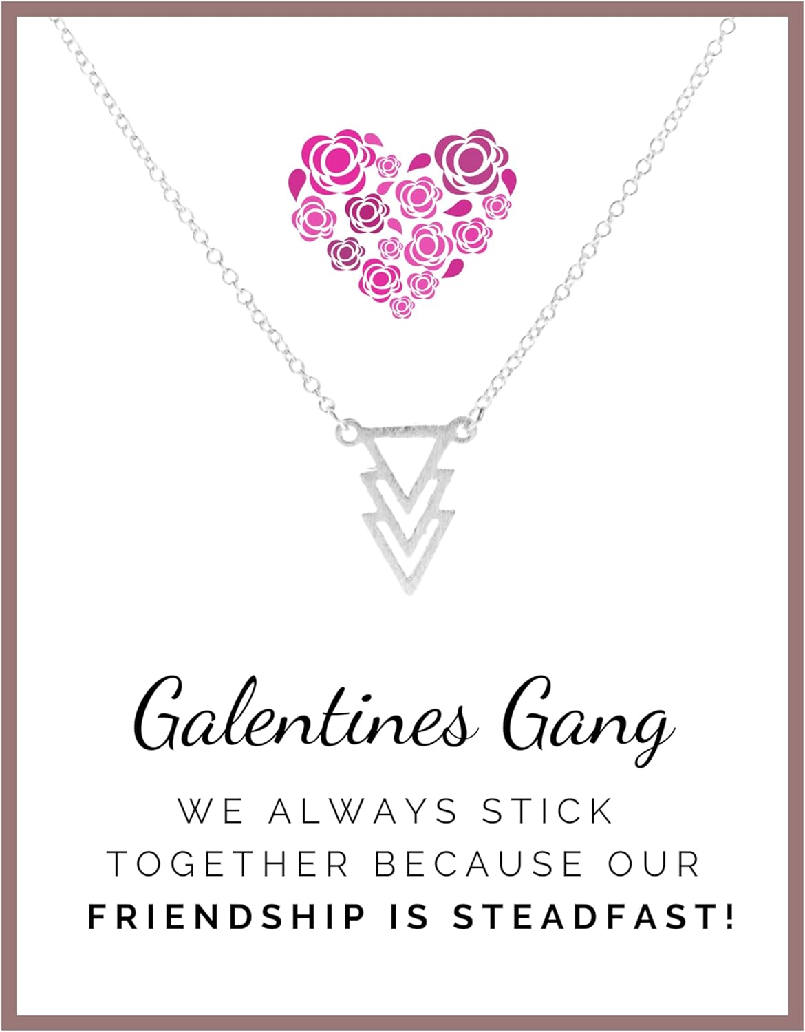 VIY Personal Card Happy Galentines day gifts for friends, Silver triangle necklace, Galentine gang party favors, Galentine's day gift for women female, Valentines gifts for friends