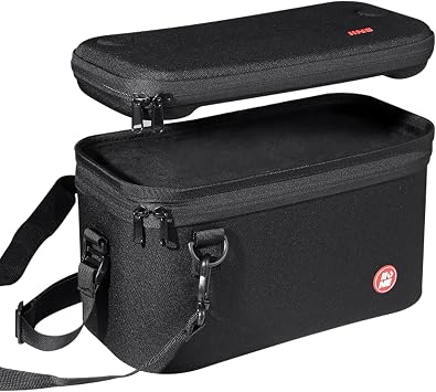 IINE Split Carrying Storage Bag for Switch 2 Hard Shell Travel Case with Large Capacity, Detachable Layers, and Adjustable Strap Compatible with Console, Dock, and Accessories2-in-1 Case, Black