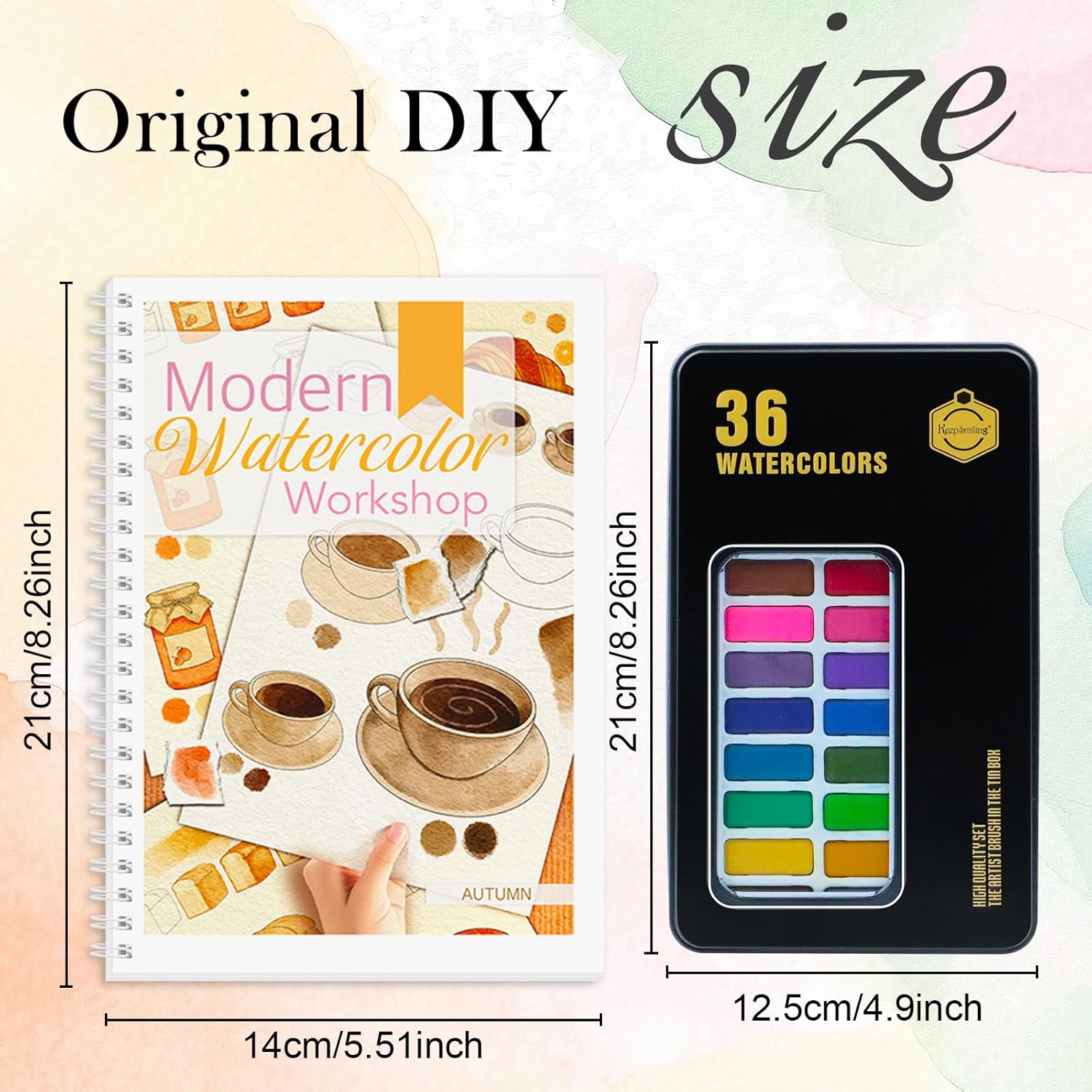 5Pcs Watercolor Workbook with 36 Paint Colors, Water Coloring Book for Adult with 60 Patterns, Beginner-Friendly Watercolor Workbooks for Beginners with 36 Paint Colors, Stress - Relieving Gift