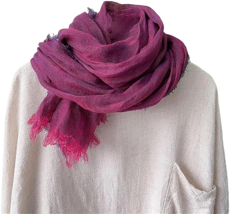 Men Linen Scarf Soft Warm Scarf Stretch Shawl Solid Color Lightweight Scarves