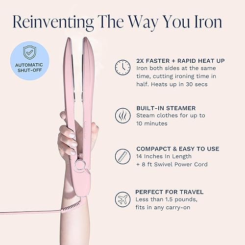 Miniatura 3 de Nori Press Travel Steam Iron - Handheld Iron With Optional Steam Feature - No Ironing Board Required - Easy to Use w/ 6 Fabric Settings - Removes