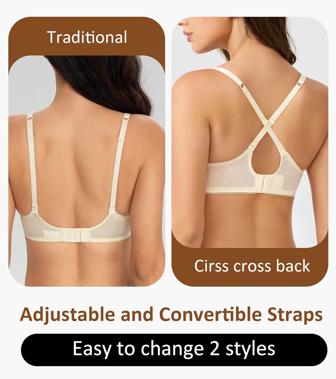 Women's Push Up Lace Balconette Bra Plus Size Sexy Full Coverage Unlined Underwire Multiway Everyday Bra - Image 4