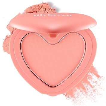 lilybyred Luv Beam Cheek | Heart-Shaped Korean Powder Blush, Soft Matte Finish with Subtle Shimmer, Blendable & Buildable, Lightweight & Long-Lasting, Natural Flush, 0.16 oz. 01 Loveable Coral