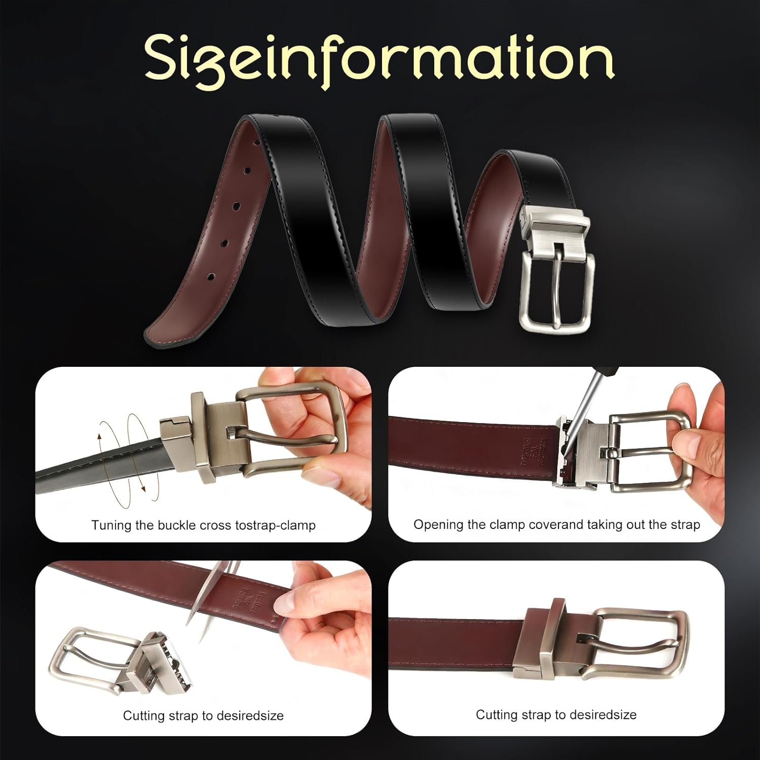 Reversible Belt for Men & Teens | 2-in-1 Adjustable, Trimmable 1.25 Inch Belt (Gift for Dad, Husband, Son) - Image 4