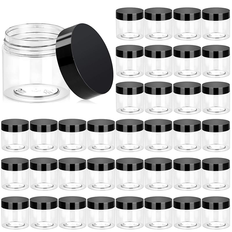 Eternal Moment Pacote com 36 frascos plásticos transparentes de 60 mL com tampas