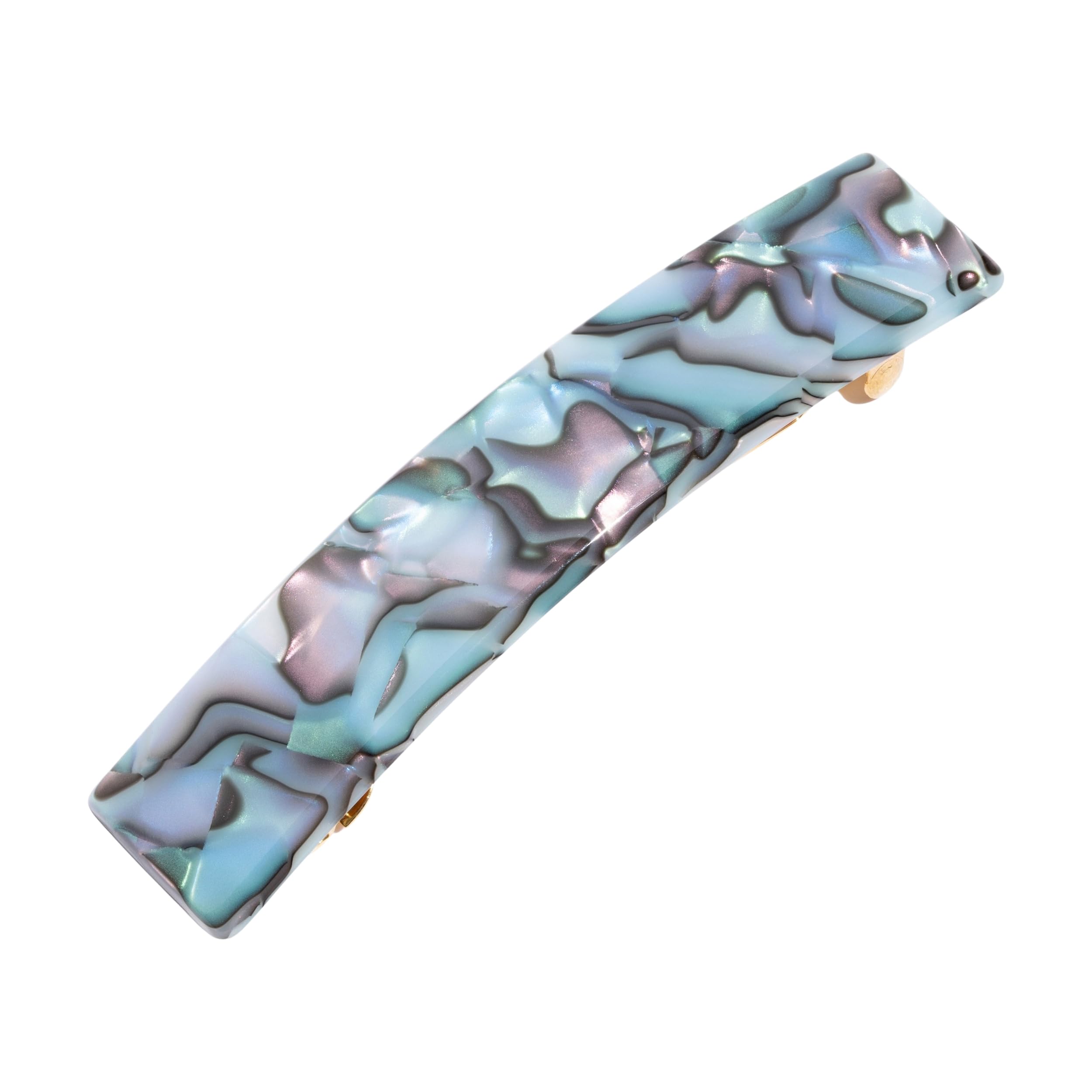 Light Blue Hair Barrette for Thin Hair, Classic Rectangle French Barrette for Women, Lightweight and Comfortable, Strong Hold, South Sea Faux Shell |