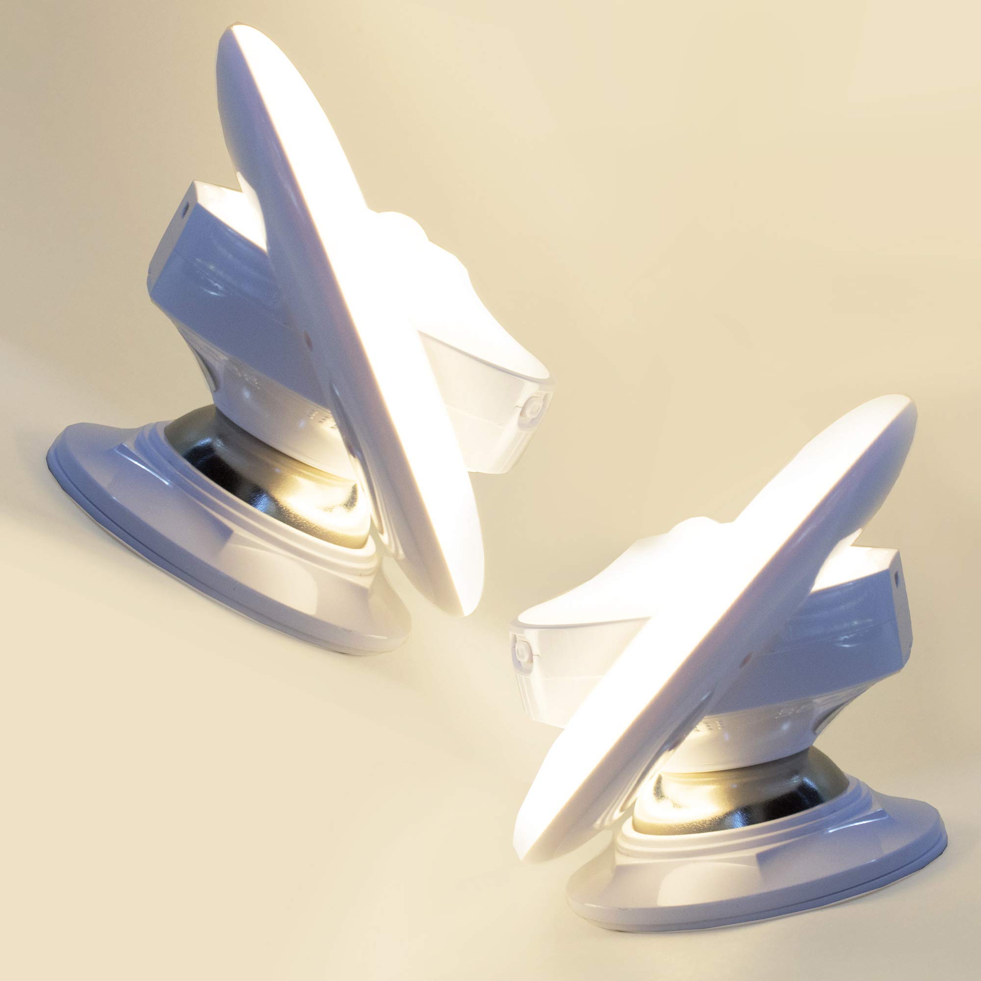 LuxLumi UFO LED Nightlight with Passive Infrared (PIR) Motion Sensor and 360 ° Rotation for Bedroom, Bathroom, Hallway, Closet, Cabinets, Office, Bookshelf for Children, Kids, Teens, Adults 2 Pack