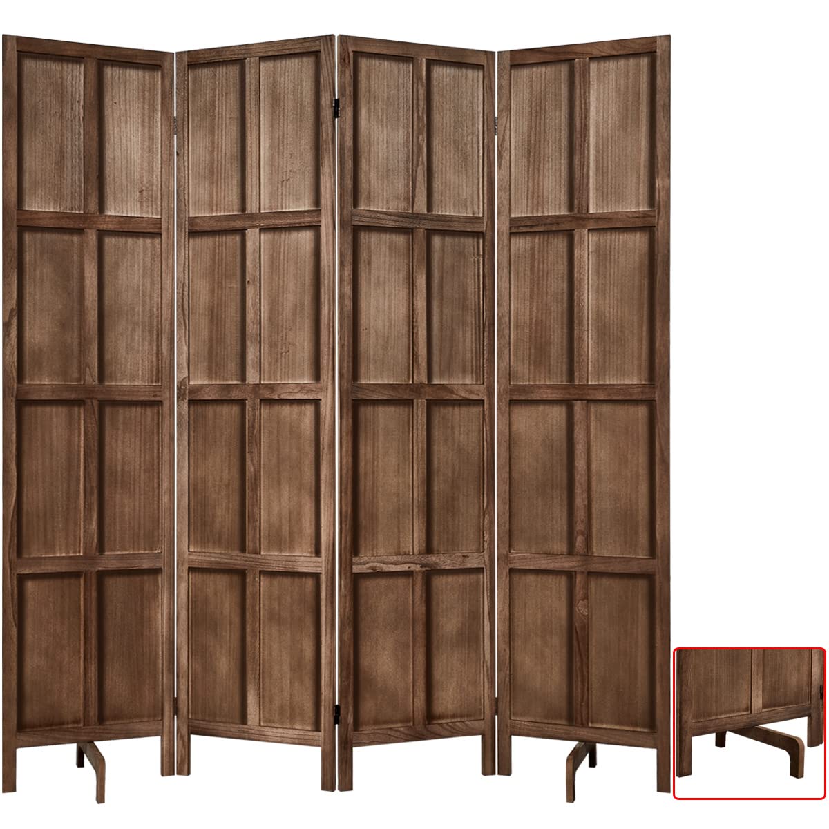 Buy RHF 5.8 Ft.Tall Room Divider with Stand,16" Each Panel,Rustic Folding Privacy Screens,Heavy