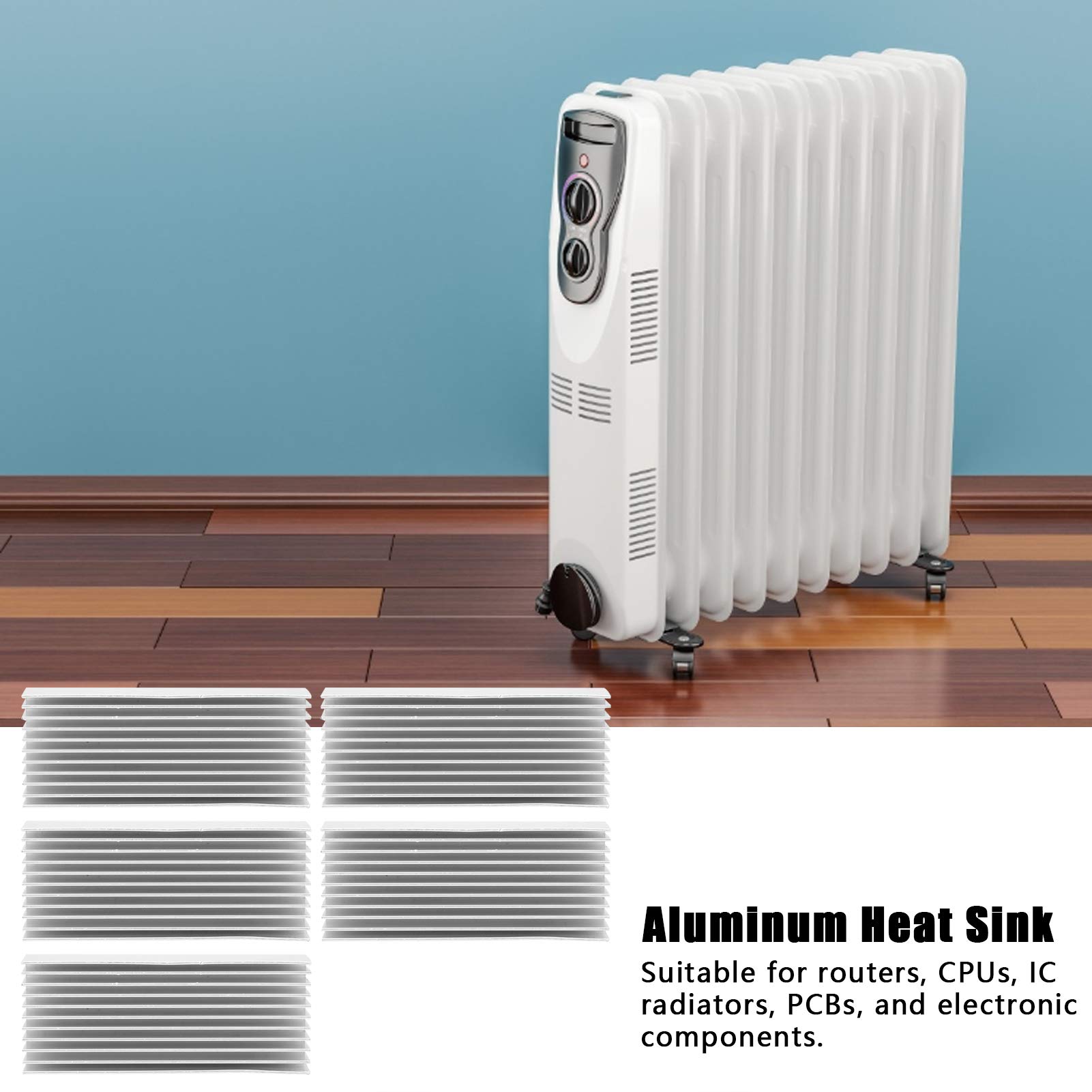 5 pièces dissipateur de Chaleur en Aluminium, dissipateur de Chaleur en Aluminium pour Carte CPU refroidissant Les pièces de Dissipation Thermique 40 x 20 x 100 mm