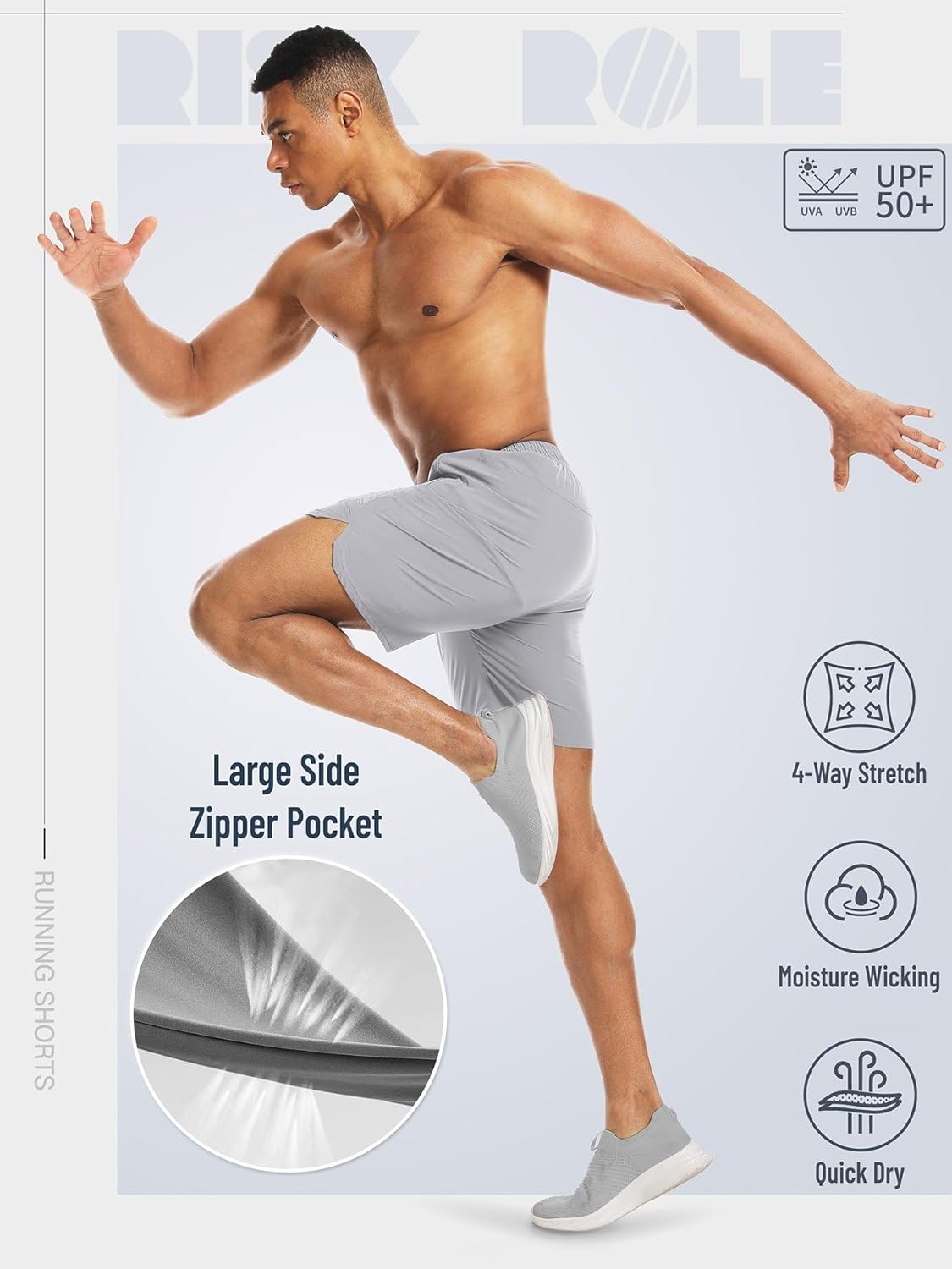 Men's Athletic Shorts 2 Pack 7 Inch Inseam Lightweight Quick Dry Workout Shorts for Men Gym Running Training Light Grey+black Large image 4 of 6 B0DYCMBVMW