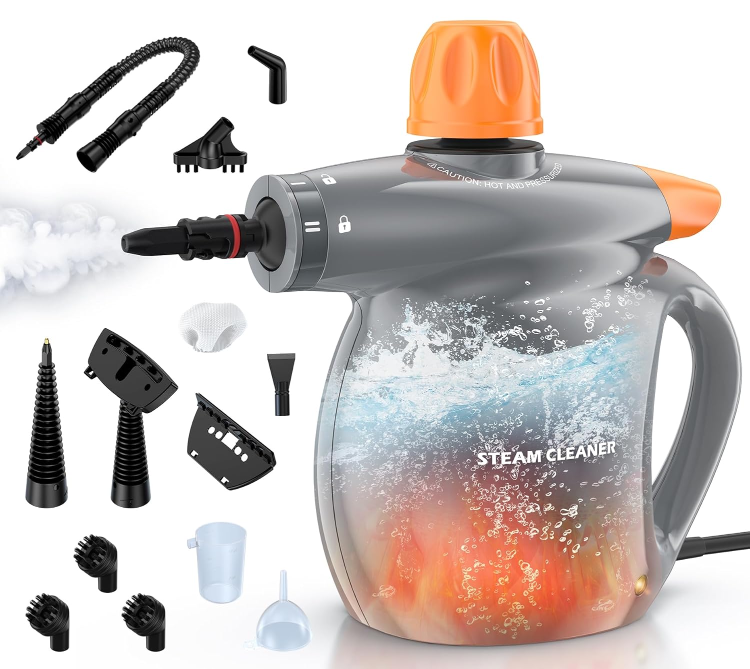 LABIGO Steam Cleaner Pressurized Handheld 13pcs Multi-Purpose Natural Deep Cleaning Steamer Portable Steamer for Cleaning Home Grout Kitchen