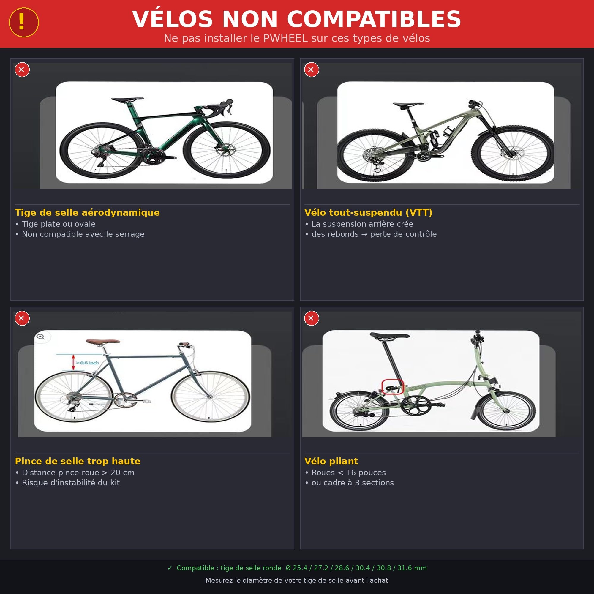 Générique PWHEEL Kit Assistance Électrique Vélo 200W 18V - Transformez Votre Vélo en VAE en 5 Minutes sans Outil - Batterie Lithium 50 km - Compatible VTT et Route - Certifié CE