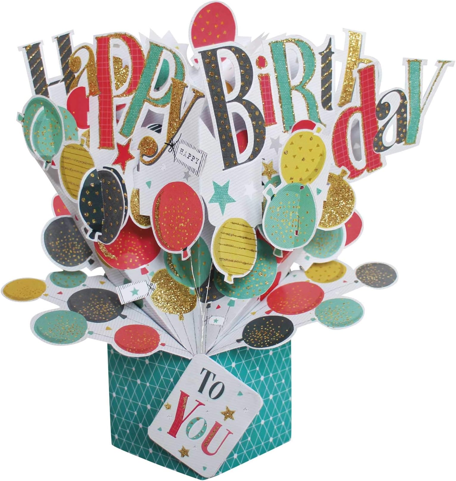 Happy Birthday Bunch Of Balloons Birthday Pop Up Greeting Card 3D Pop-Up Cards
