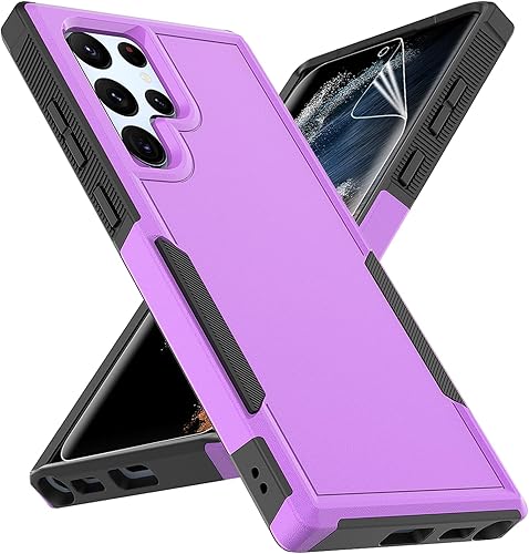 Funda para Samsung Galaxy S22 Ultra funda protectora de doble capa resistente para teléfono celular, a prueba de golpes, con protector de pantalla,