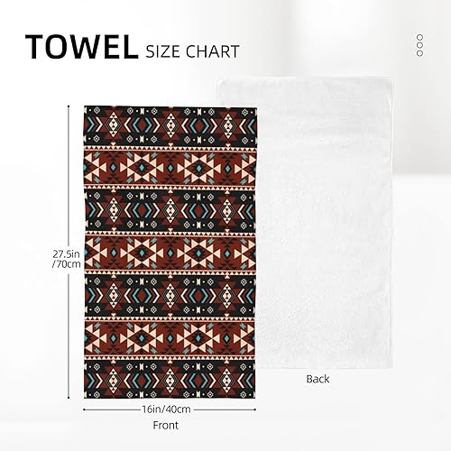 Miniatura 4 de Juego de 2 toallas de mano estilo tribal étnico con forma geométrica azteca, altamente absorbentes, suaves, para baño, hotel, gimnasio y spa, 27.5 x