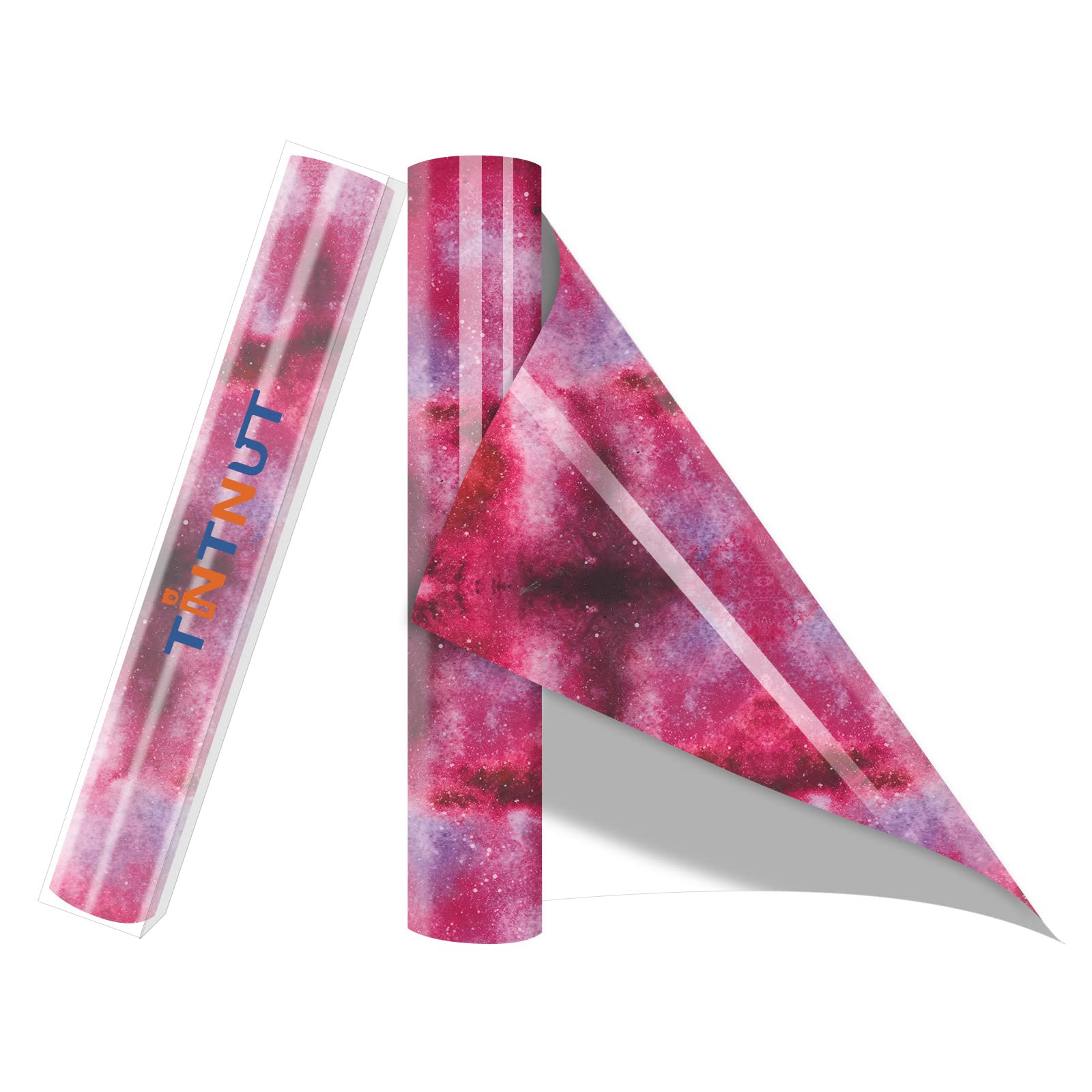 Tintnut Glow in The Dark Galaxy Heat Transfer Vinyl Roll - 12 Inch X 5 ft Rose Red Night Starry Sky Iron on Vinyl Pattern Printed HTV DIY T-Shirts Handbags Pants Craft for Cricut or Silhouette Cameo
