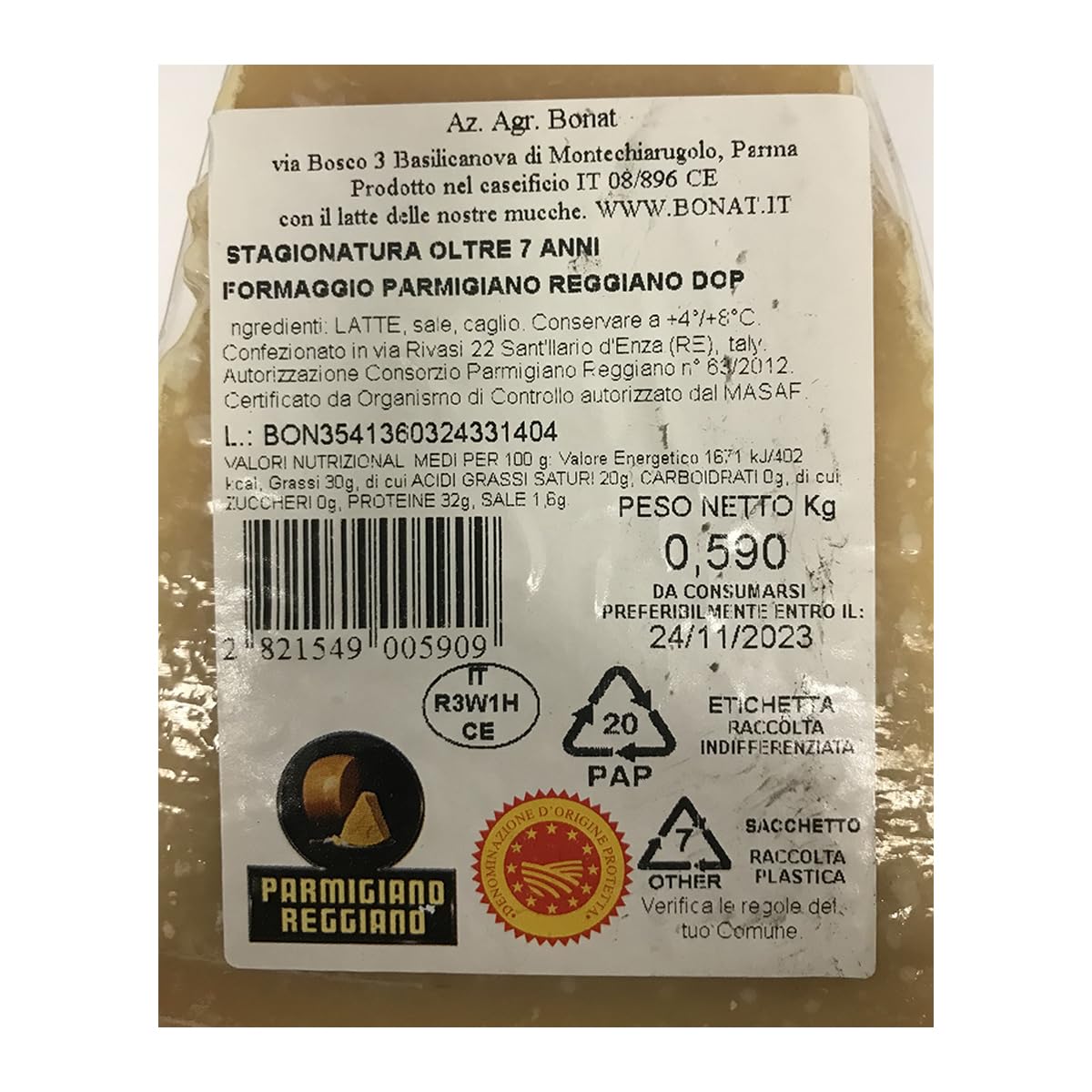 Azienda Agricola Bonat - Parmigiano Reggiano - 7 ans - grammes 500