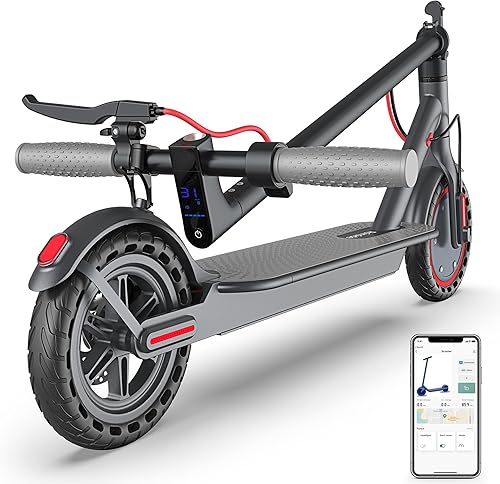 Electric Scooter - 8.5"/10''/14'' Solid Tires, 350W/500W Motor, Up to 19/22MPH& 16/21/23/24Miles Long-Range Portable Commuting Scooter for Adults with Double Braking System, App