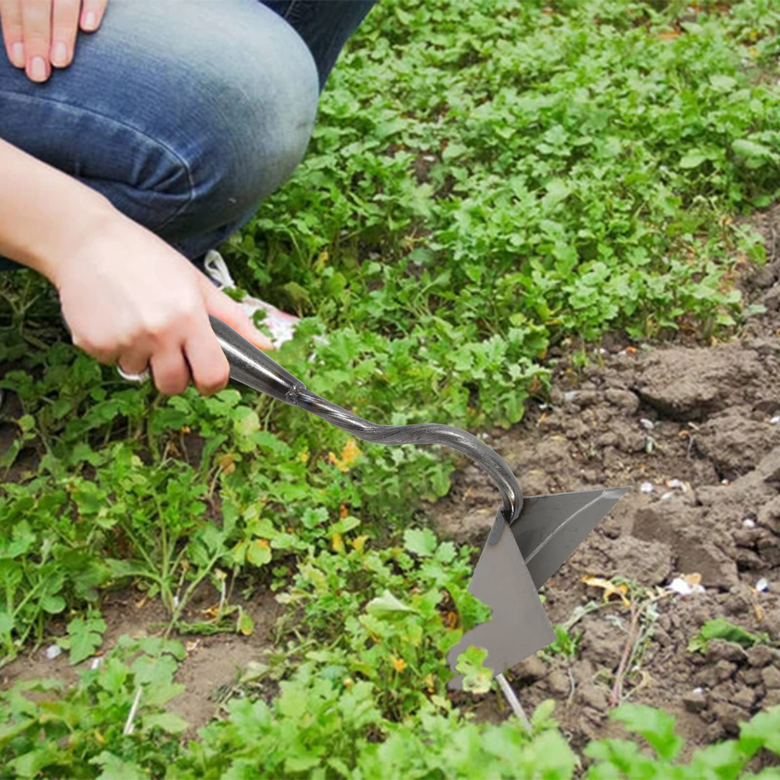 JOCHEN Houe à Main de qualité supérieure, houe à Main, Outil de Jardin, houe Triangulaire, billonnage pour Un Jardinage, Un désherbage et Une Agriculture faciles, Outils de fertilisation (A)