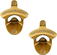 Vista 29 de abridor de botellas de cerveza de bronce antiguo, montaje en pared, estilo antiguo, abridor de tapas de botellas, montado en poste, acero inoxidable