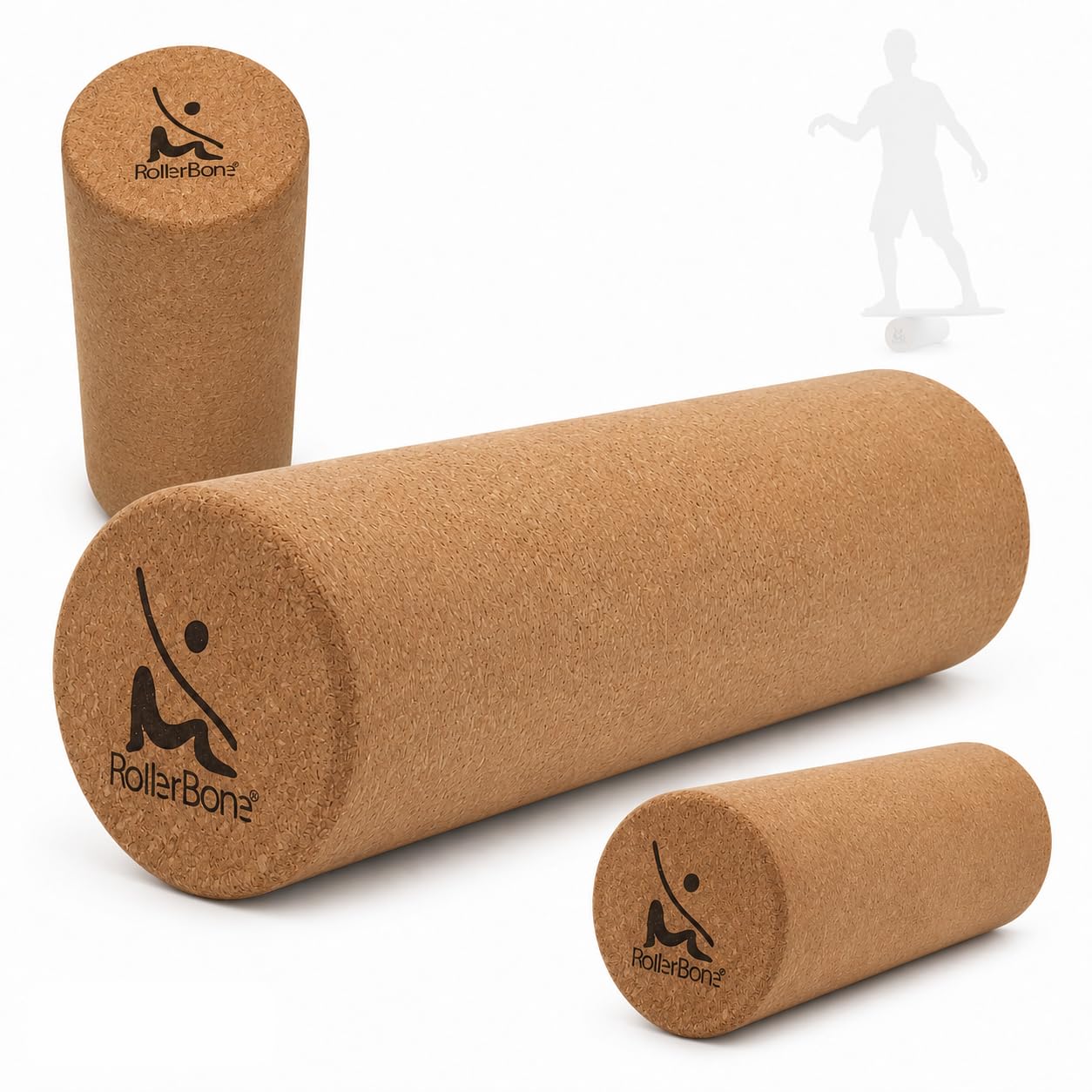 Korkrolle Pro Ø 15 cm – Balanceboard Rolle aus Naturkork, 45 cm, bis 125 kg – für RollerBone & andere Balance Boards – Balance, Core, Fitness & Faszientraining