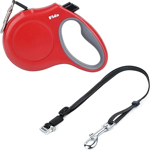 Fida Correa retráctil para perro y accesorios de correa doble para perro para caminar, juego de 2 dos perros, diseño de rodillo patentado, sin