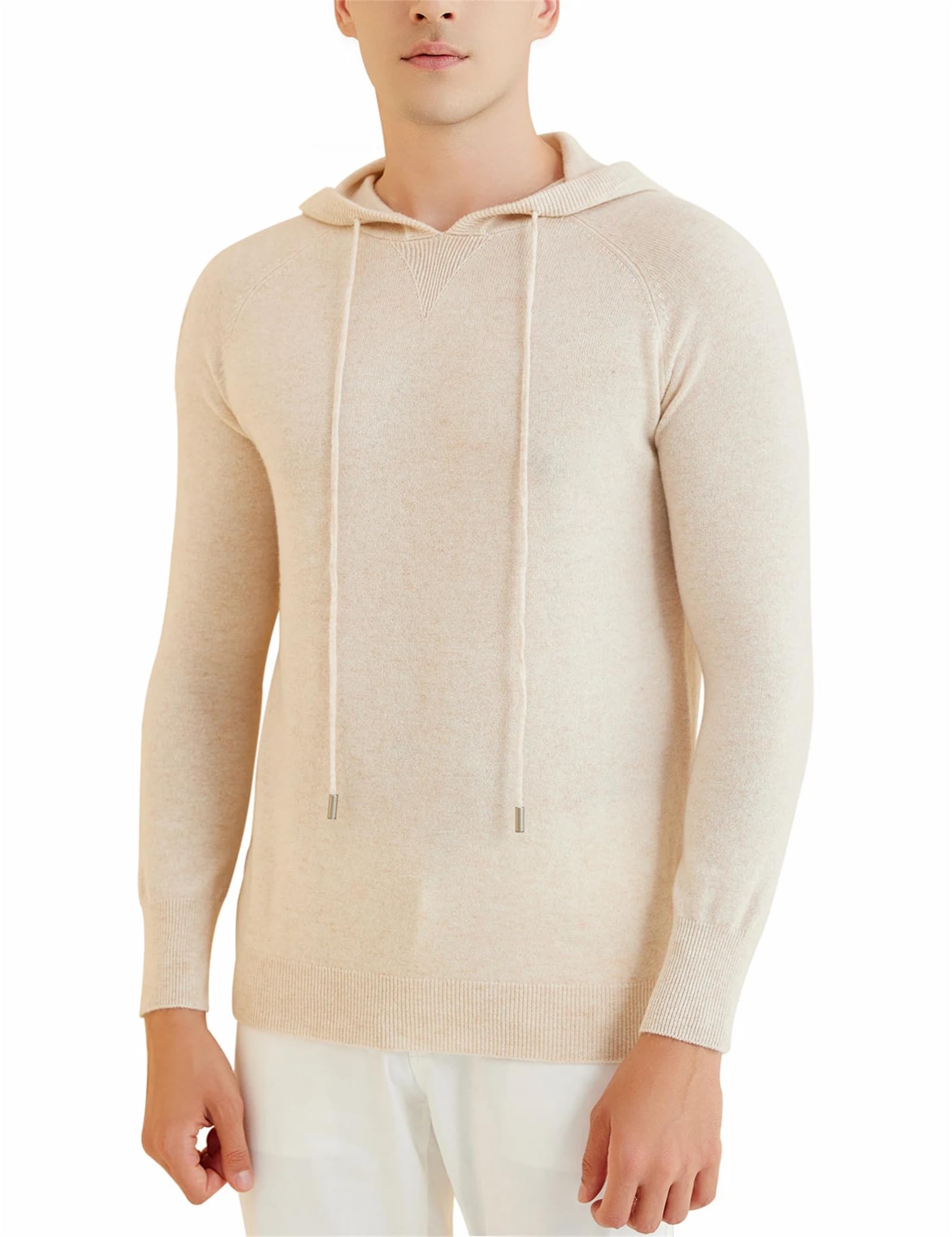Felpa con cappuccio da uomo in lana merino maglione con cappuccio autunno inverno caldo manica lunga pullover abbigliamento maschile