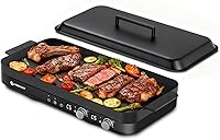 Vista 1 de AMZCHEF Portable Indoor Grill: 1800W Electric Grill Griddle with Removable Grill Pan, 5 Temperature Levels & 99 Min Timer Electric Griddle