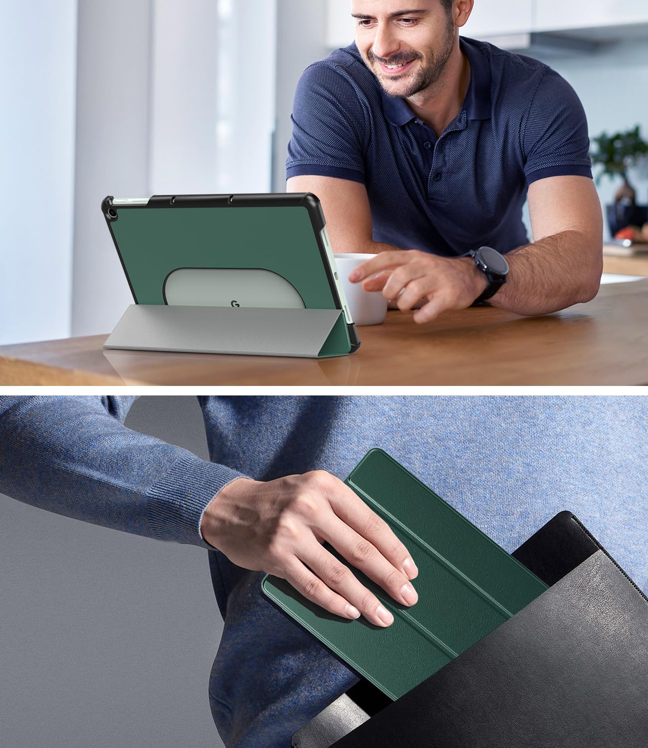 TiMOVO Designed for Google Pixel Tablet Case 11 inch (2023), Slim PU Leather Trifold Stand Cover Case for Pixel Tablet, Compatible with Charging Speaker Dock, MidnightGreen