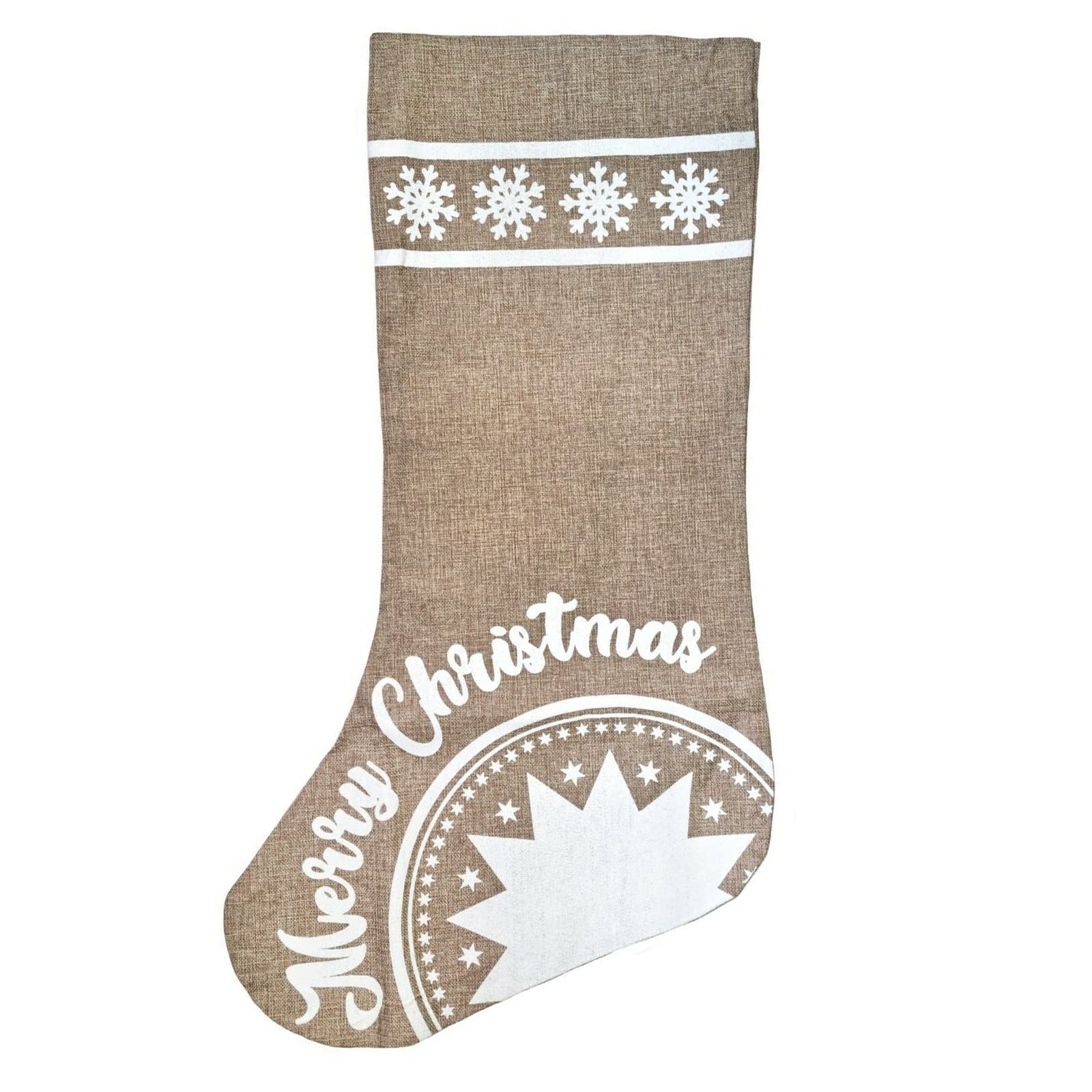 Robelli White X-Large Jumbo Hessian Merry Christmas Sack Stocking (90Cm)