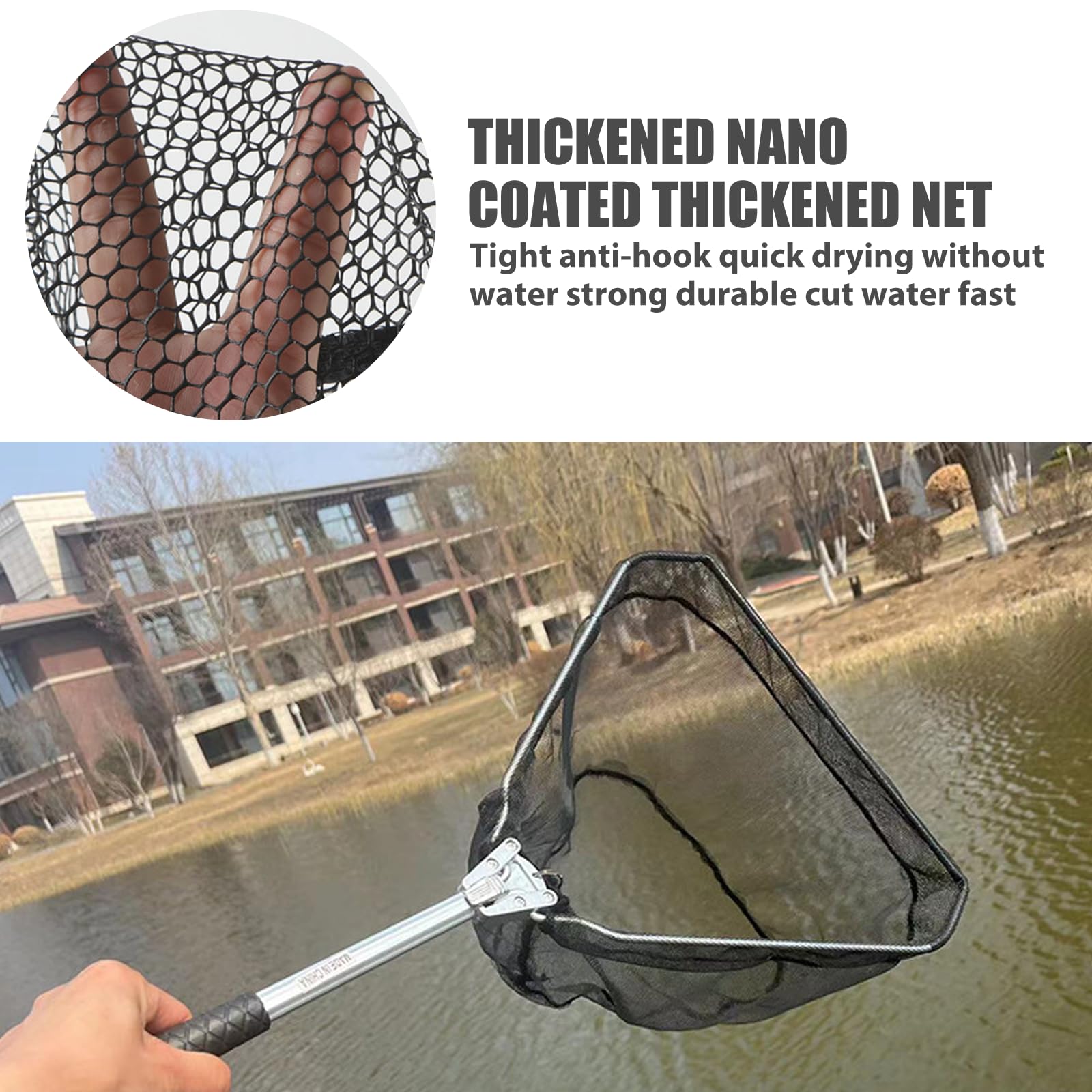 Set di 2 retini telescopici Pieghevoli con Manico Lungo, retino da Pesca in Alluminio per Pesca, Stagno, Piscina, Giardino, Spiaggia, Compatto e Resistente
