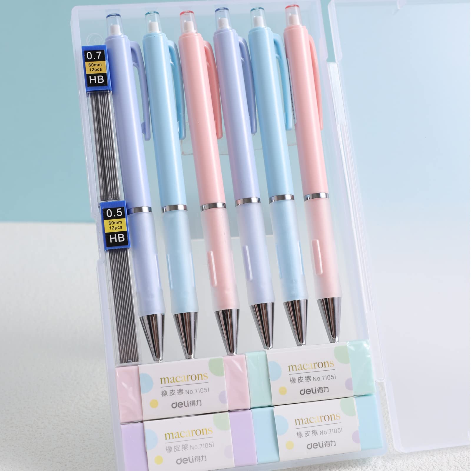 Amazon.co.jp: WUXIPREP パステルシャープペンシル 6本 0.5 & 0.7 mm