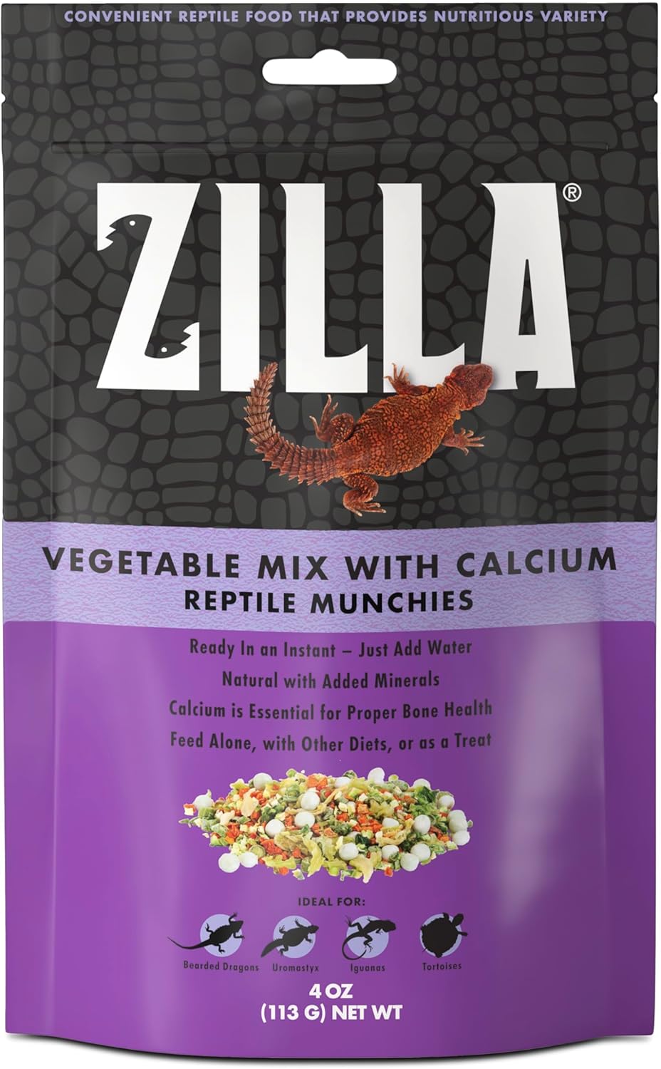 Zilla Reptile Food Munchies Vegetable Mix With Calcium, 4-Ounce