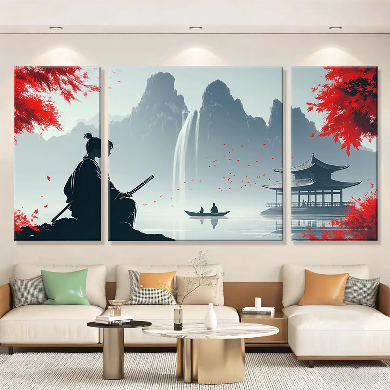 3 Pezzi Dipingere con i Numeri adulti, Paint by Numbers Autunno Guerriero, Kit Lavoretti Creativi, Kit di Pittura Acrilica Fai-da-Te, con Pennello, Decorazioni Casa 70x140cm (Senza Cornice) y1s-689