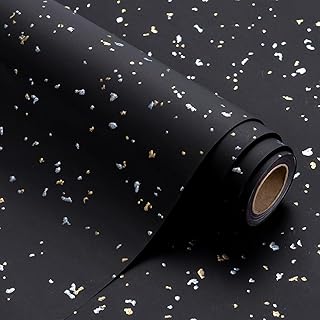WRAPAHOLIC Black Wrapping Paper Roll - Mini Roll - 17 Inch x 16.5 Feet - Black Gold Design with Silky Touch Perfect for Birthday, Holiday, Wedding, Baby Shower